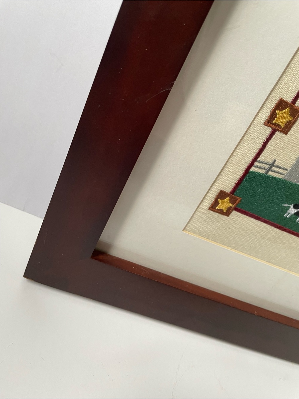 Live Simply Red Barn embroidered Framed Wall Art. - Picture 4 of 4